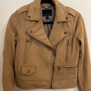 Tan Suede look Moto Jacket. Banana Republic. Size XS Petite